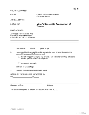 Thumbnail of Alberta Form Election Of A Trustee By A Minor (Cts12319)