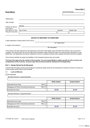 Thumbnail of Alberta Form Inventory (Cts12965)