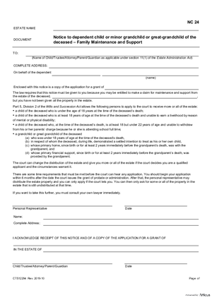 Thumbnail of Alberta Form Notice To Dependent Child Of The Deceased