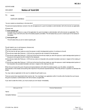 Thumbnail of Alberta Form Notice Of Void Gift (Cts12290)