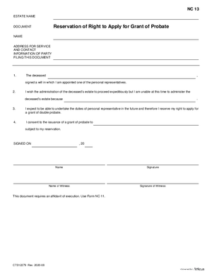 Thumbnail of Alberta Form Reservation Of Right To Apply For Grant Of Probate (Cts12279)