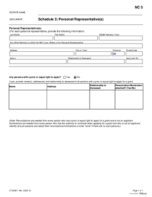 Thumbnail of Alberta Form Schedule 3: Personal Representative(s) (Cts3897)