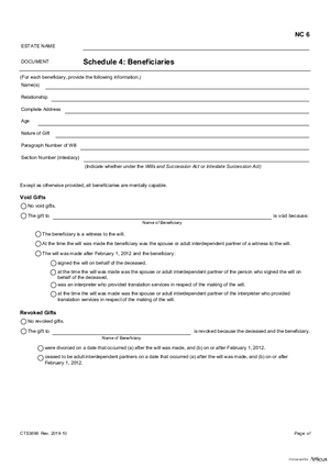 Thumbnail of Alberta Form Schedule 4: Beneficiaries (Cts3898)