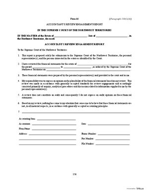 Thumbnail of Northwest Territories Form Accountant's Review Engagement Report