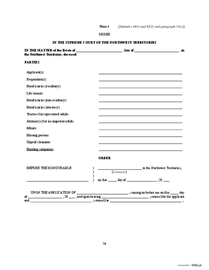 Thumbnail of Northwest Territories Form General Order