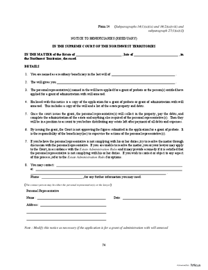 Thumbnail of Northwest Territories Form Notice To Beneficiaries (Residuary)