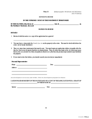 Thumbnail of Northwest Territories Form Notice To Spouse