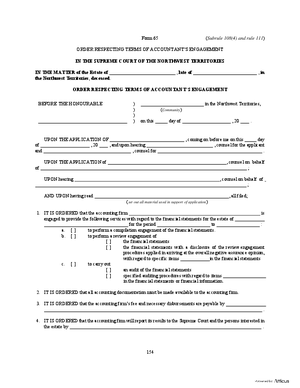 Thumbnail of Northwest Territories Form Order Respecting Terms Of Accountant's Engagement