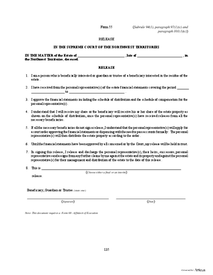 Thumbnail of Northwest Territories Form Release