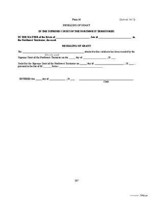 Thumbnail of Northwest Territories Form Resealing Of Grant