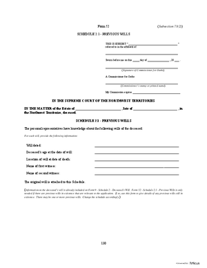 Thumbnail of Northwest Territories Form Schedule 2.1 - Previous Wills