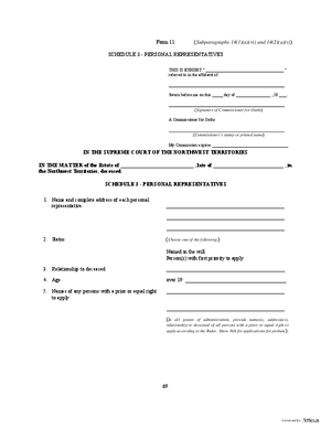 Thumbnail of Northwest Territories Form Schedule 3 - Personal Representatives
