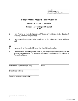 Thumbnail of Nova Scotia Form Consent - Accounting Not Required