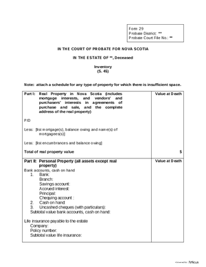 Thumbnail of Nova Scotia Form Inventory