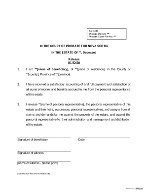 Thumbnail of Nova Scotia Form Release
