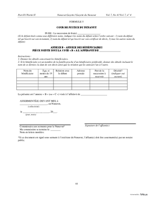 Thumbnail of Nunavut Form Annexe B – Annexe Des Bénéficiaires