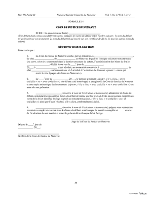 Thumbnail of Nunavut Form Décret D’homologation