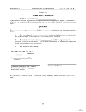 Thumbnail of Nunavut Form Quittance