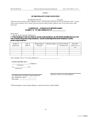 Thumbnail of Nunavut Form Schedule B - Schedule Of Beneficiaries