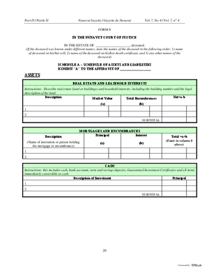 Thumbnail of Nunavut Form Schedule A - Schedule Of Assets And Liabilities