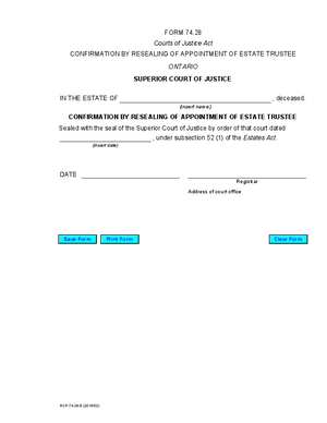 Thumbnail of Ontario Form Confirmation By Resealing Of Appointment Of Estate Trustee (Effective 1/1/2016)