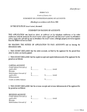 Thumbnail of Ontario Form Judgment On Contested Passing Of Accounts (Effective 1/1/2021)