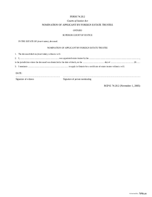 Thumbnail of Ontario Form Nomination Of Applicant By Foreign Estate Trustee (Effective 7/1/2006)