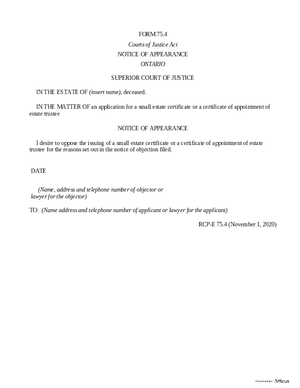 Thumbnail of Ontario Form Notice Of Appearance (Effective 4/1/2021)