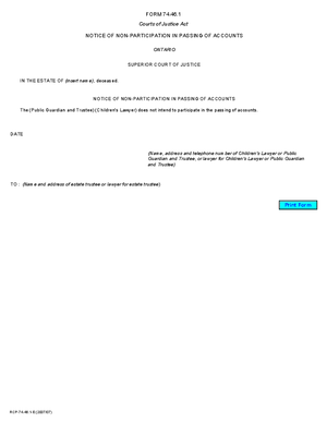 Thumbnail of Ontario Form Notice Of Non-participation In Passing Of Accounts (Effective 7/1/2008)