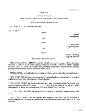 Thumbnail of Ontario Form Order Giving Directions Where Pleadings Directed (Effective 1/1/2021)