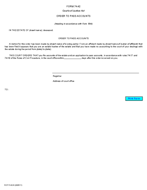 Thumbnail of Ontario Form Order To Pass Accounts (Effective 7/1/2006)