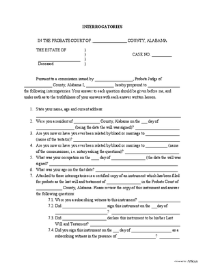 Thumbnail of Alabama Form Interrogatories
