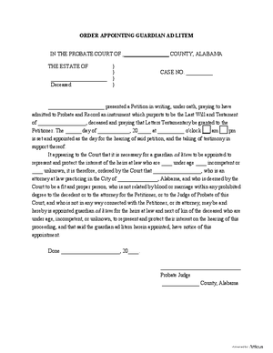Thumbnail of Alabama Form Order Appointing Guardian Ad Litem