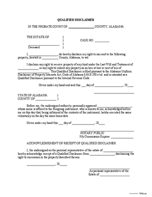 Thumbnail of Alabama Form Qualified Disclaimer