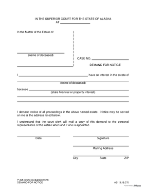 Thumbnail of Alaska Form Demand Notice