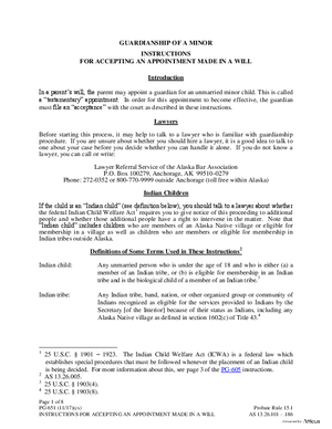 Thumbnail of Alaska Form Instructions For Accepting Guardianship Appointment Made In A Will