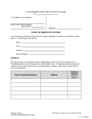 Thumbnail of Alaska Form Notice Of Hearing