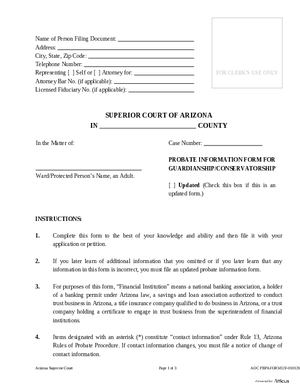 Thumbnail of Arizona Form Form 12 - Probate Information Form For Guardianship/conservatorship