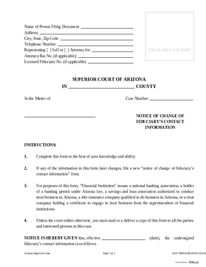 Thumbnail of Arizona Form Form 13 - Notice Of Change Of Fiduciary's Contact Information