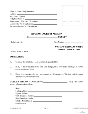 Thumbnail of Arizona Form Form 14 - Notice Of Change Of Ward's Contact Information
