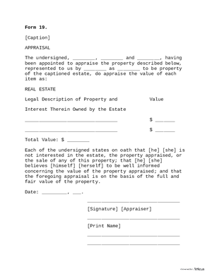 Thumbnail of Arkansas Form Form 19: Appraisal