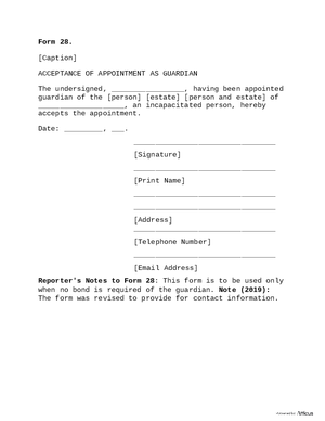 Thumbnail of Arkansas Form Form 28: Acceptance Of Appointment As Guardian