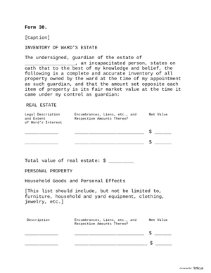 Thumbnail of Arkansas Form Form 30: Inventory Of Ward's Estate