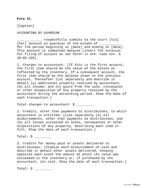 Thumbnail of Arkansas Form Form 31: Accounting By Guardian