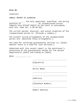 Thumbnail of Arkansas Form Form 32: Annual Report Of Guardian