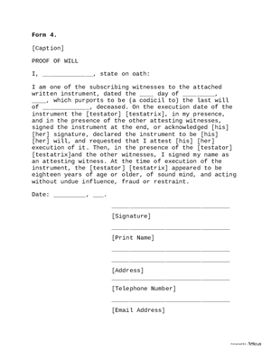 Thumbnail of Arkansas Form Form 4: Proof Of Will