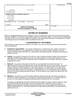 Thumbnail of California Form Duties Of Guardian (Probate)