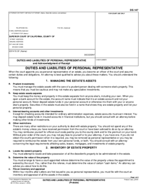 Thumbnail of California Form Duties And Liabilities Of Personal Representative