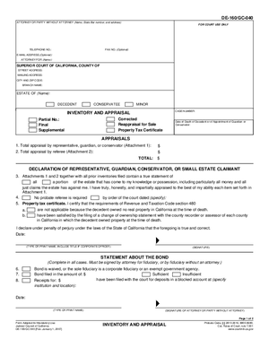 Thumbnail of California Form Inventory And Appraisal