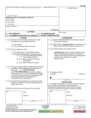 Thumbnail of California Form Letters
